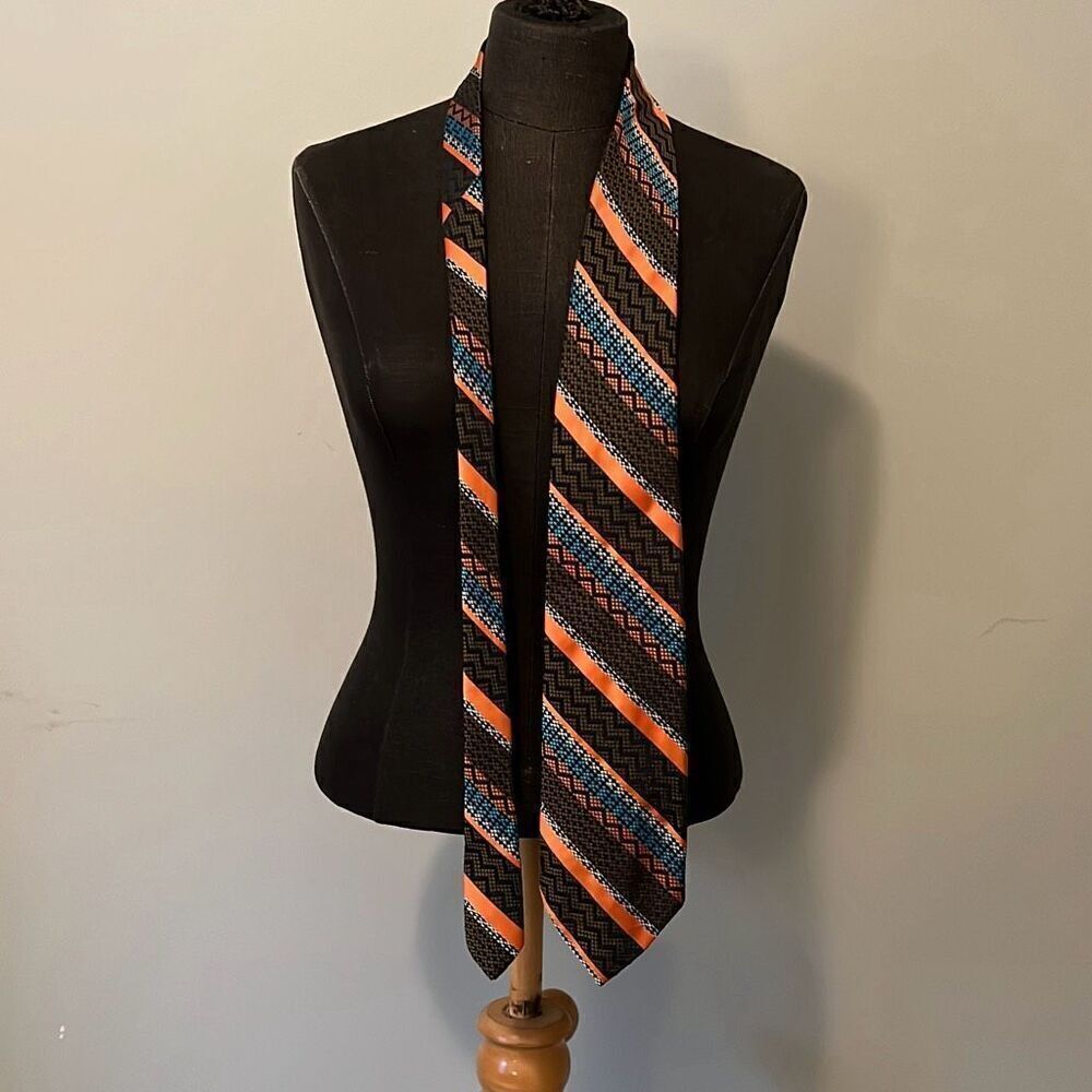 Vintage Men's Multicolor Striped Geometric Tie